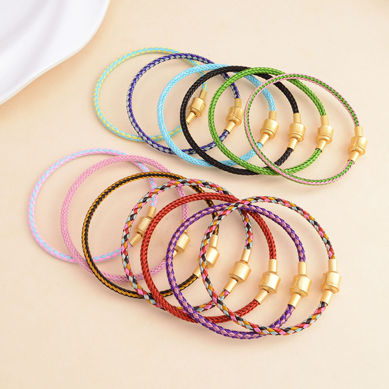 3mm stainless steel wire bracelet couple bracelet can string 3D hard gold lucky beads large hole barrel beads DIY waterproof bracelet