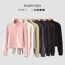 可定制半高领开衫立领韩版保暖防风衣女女装卫衣外套秋冬长袖长款