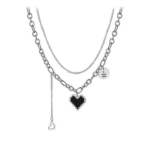 Korean Version Ins Trendy Titanium Steel Heart Pearl Necklace for Women Cool Style Versatile Clavicle Chain Unique Design Sister Chain