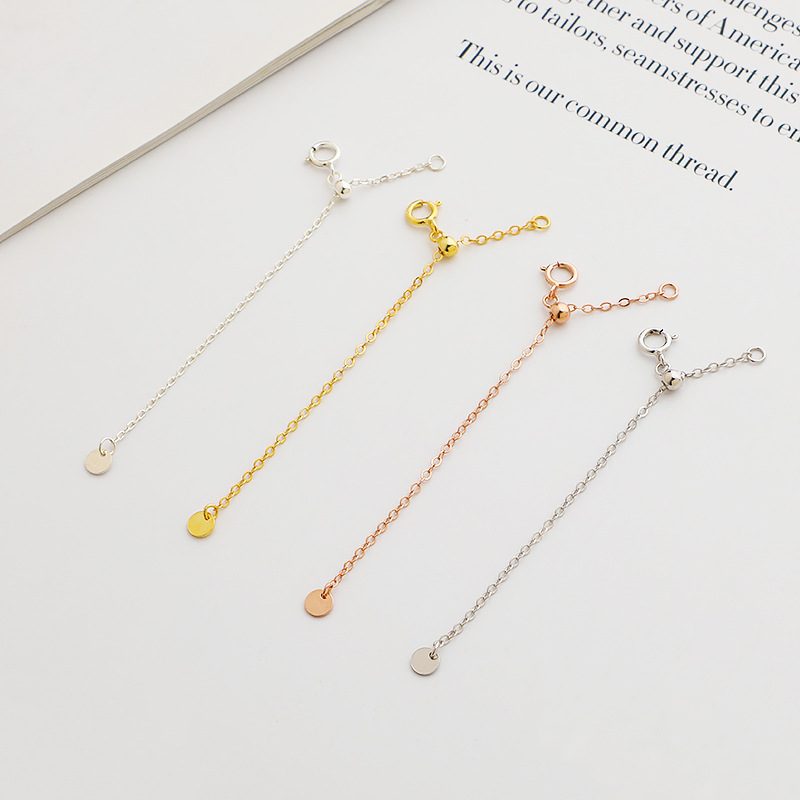 S925 Pure Silver Cross Extended Chain Polished DIY Necklace, Adjustable Length Chain, Extendable Chain Growth