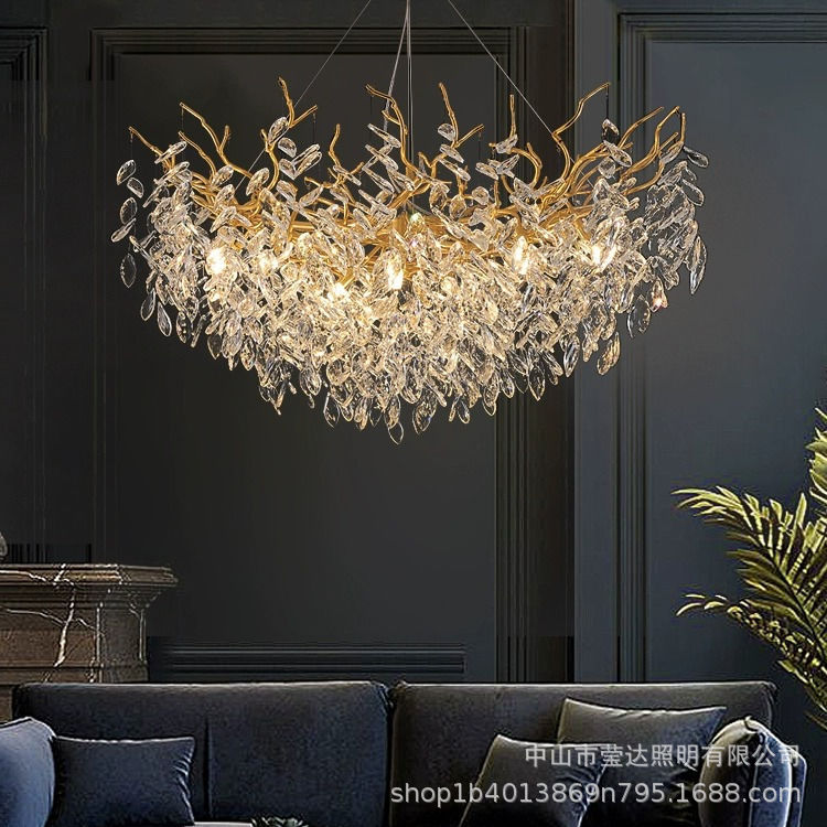 法式简约大气奢华水晶灯意式客厅灯美式枝形轻奢卧室客厅水晶吊灯