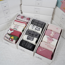 正品斑比童袜2025秋冬新款中筒精梳棉透气儿童袜A类无骨卡通袜5双