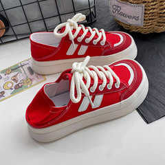 2023夏季帆布鞋新款韓版ins小白鞋女學生透氣兩穿潮休閒街拍1128