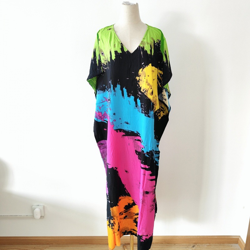 2022 nueva Europa y América blusa de playa impreso traje vacaciones vestido bikini camisa protección solar 5D196