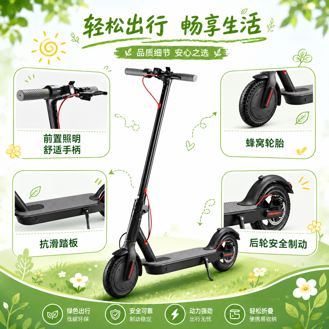 Yidouyi Electric Scooter for Teenagers and College Students, Two-Wheeled Portable Mobility Aid for Adults, Foldable Electric Scooter