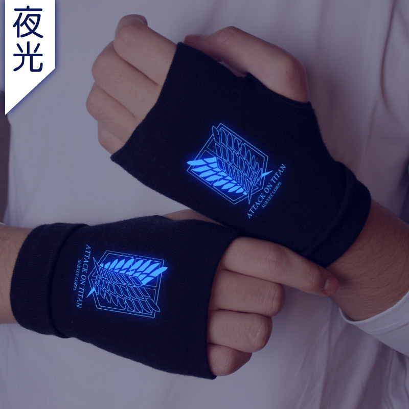 Anime Glove Attack on Titan Half Finger Keyboard Glove Finger Exposed Half Glove Warm Men and Women
