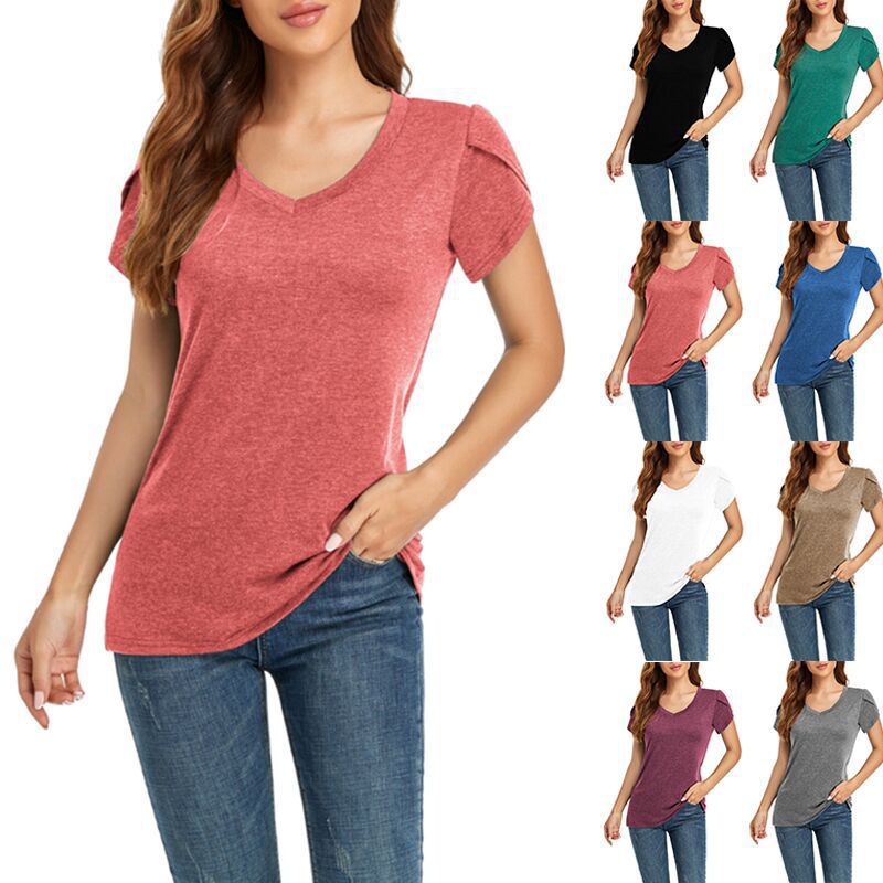 가공 주문 2022 해외 무역 국경 유럽 및 미국 티셔츠 단색 느슨한 디자인 패션 트렌드 짧은 소매