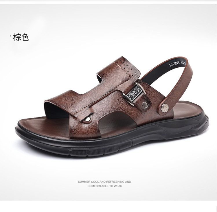 Dép sandal nam đế dày gót thấp 1–3 cm, mũi tròn hở ngón, thoáng khí, đi biển và đi chơi hằng ngày — Màu kaki, Màu nâu, màu xám chi tiết 29