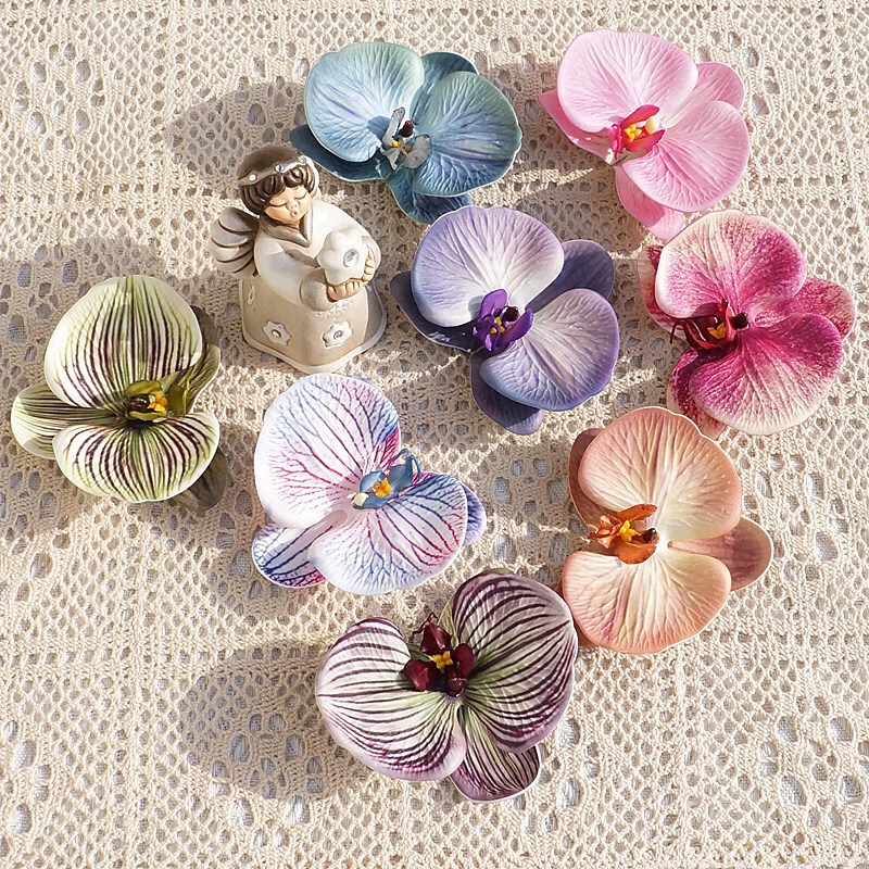 Silicone Cotton 3D Printed Butterfly Orchid Flower Head (Small) Artificial Flower Gift Decoration Exquisite Wedding DIY Silicone Cotton 3D Printed Butterfly Orchid Flower Head (Small) Artificial Flower Gift Decoration Exquisite Wedding DIY