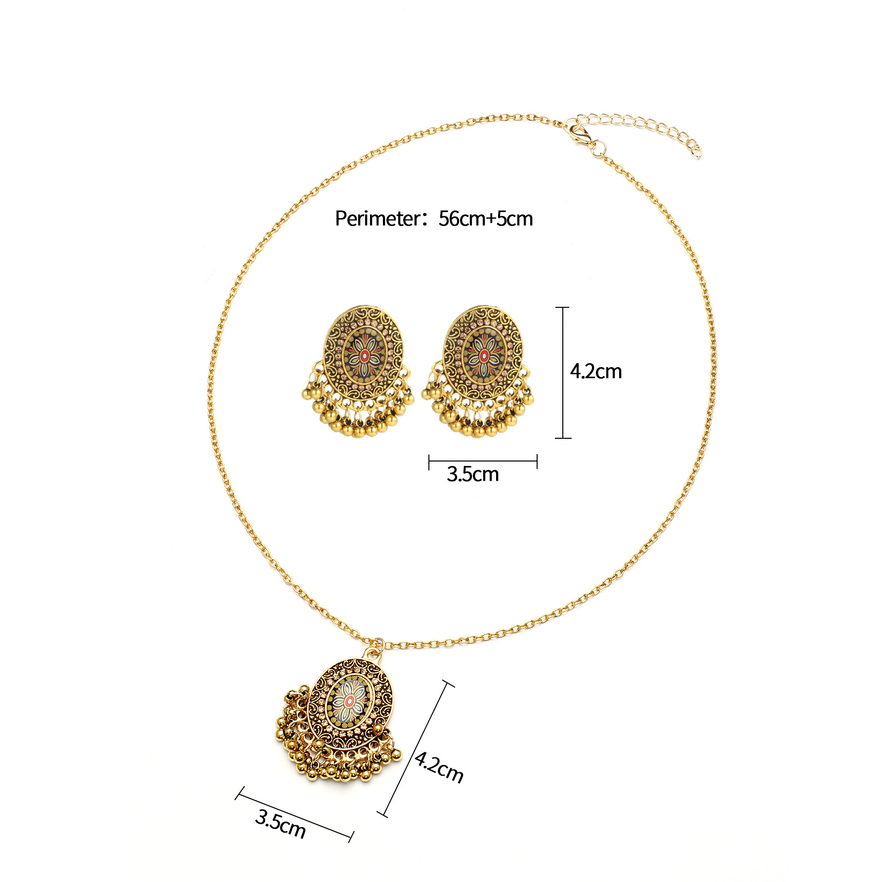 Holiday, Banquet Occasion Alloy Material Retro Oval Alloy Plating Women's Earrings Necklace