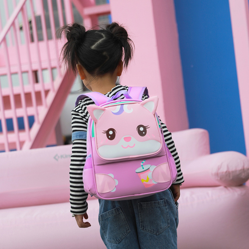 Ligero lindo niños y niñas reducción de la Carga Protección de la columna vertebral Generación de pelo Natural Fish nueva mochila infantil kindergarten (Bao Xiaobao)