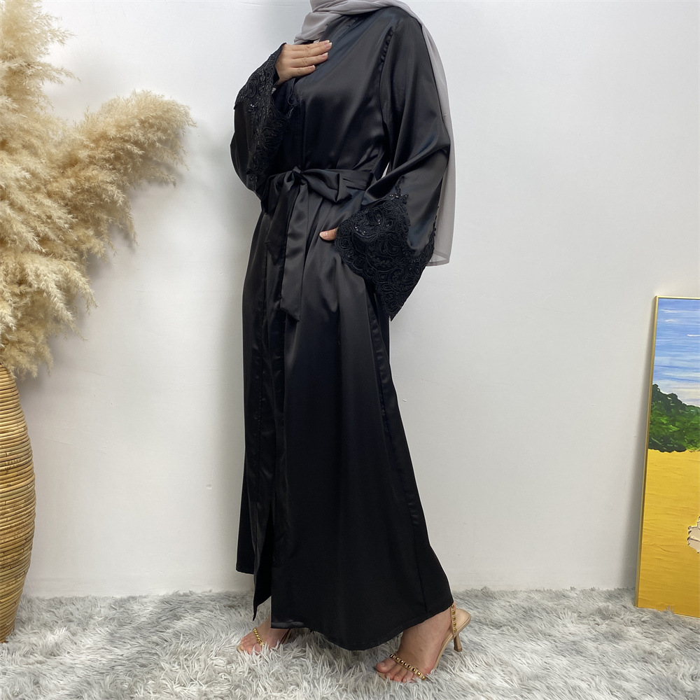 Islamic Turkish Dubai Hot-Selling Fashion Embroidered Robe With Pockets Cardigan Dress 1977_ecoleips.com