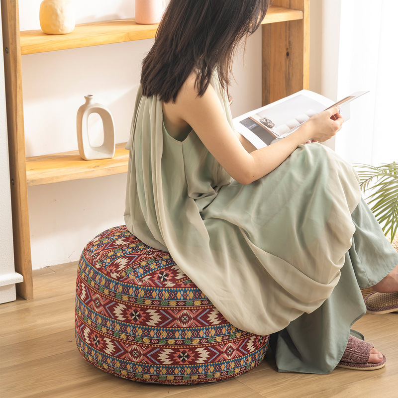 Polyester Cotton Futon Cushion Home Low Stool Living Room Balcony Bay Window Tea Room Yoga Studio Tatami Internet Celebrity Creative Round Stool