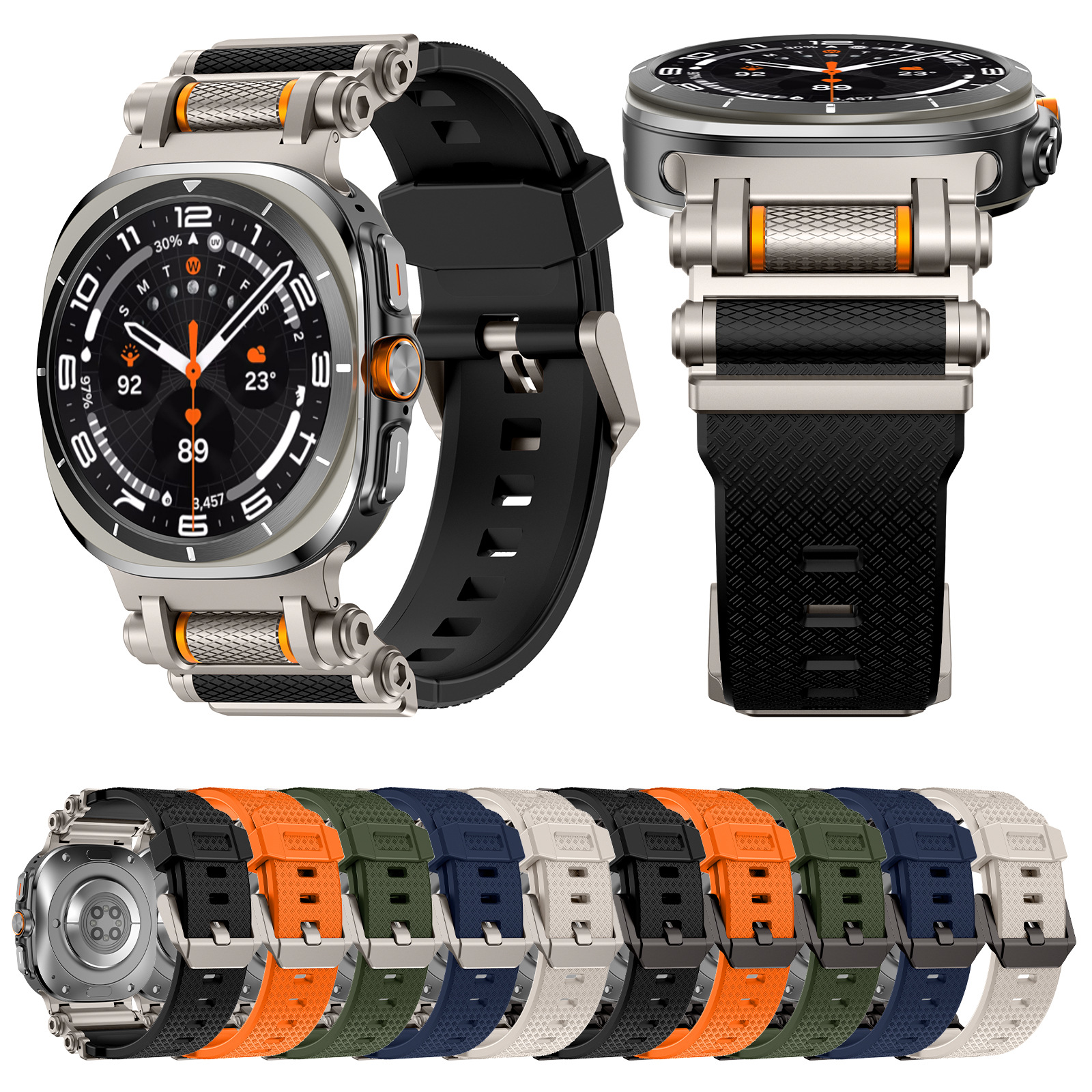 Suitable for Samsung Watch Straps Watch Ultra 7Th Generation Metal Connector Scroll Wheel Decompression Silicone Strap