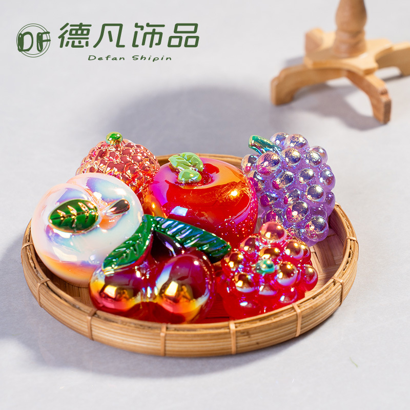 (2개) 라이브 시뮬레이션 음식 놀이 전기 도금 과일 블라인드 백 DIY 수제 보석 데스크탑 장식 장신구 선물 액세서리 도매