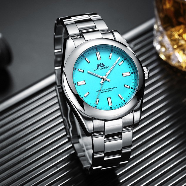 Fully Automatic Mechanical Luminous Steel Band Red Yellow Blue Green Colorful Men's Watch AUTOMATIC WATCH_voghion.com