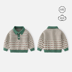 Chic Boy Sweater Korean Style Polo Neck Knit Sweater Autumn/Winter Edition Sunny Cotton A-Grade Boy Cardigan Sweater