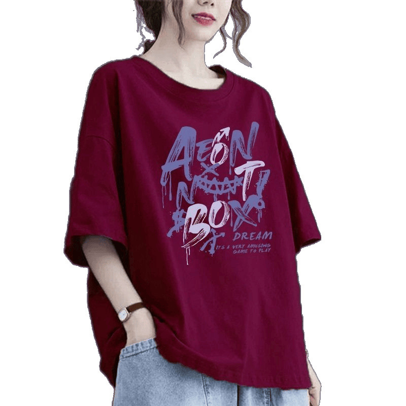 100kg 夏大きいサイズの純綿 Tシャツ半袖ルーズお腹カバーシャツアウターウェア痩身カバーフlesh ラウンドネックトップ女性用|undefined