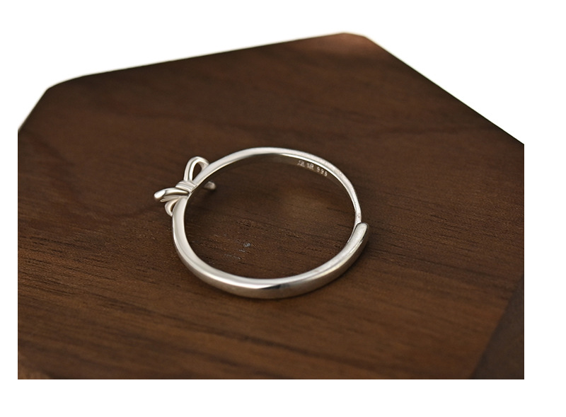 Sterling Silber Süss Einfacher Stil Bogenknoten Verstellbarer Ring display picture 1