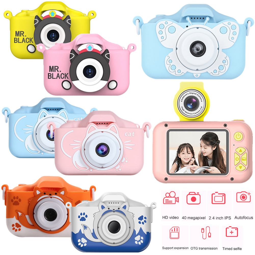 Cámara infantil de nuevo modelo en liquidación, cámara digital mini de dibujos animados con doble cámara de alta definición para niños y niñas, cámara pequeña tipo DSLR.