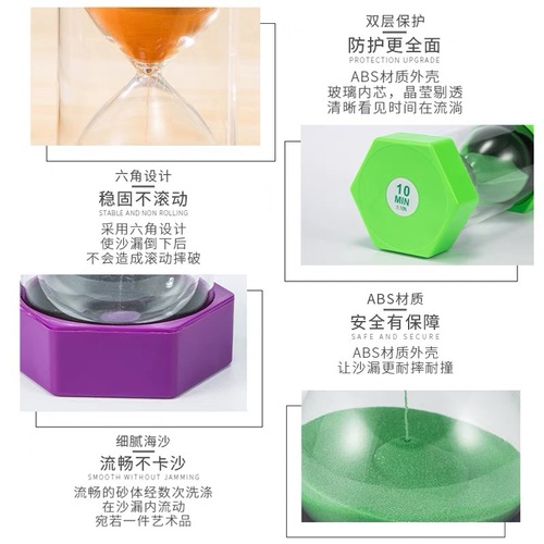 Hexagonal anti-fall hourglass timer ornaments home desktop decoration hourglass ornaments 1-60 minutes countdown gift