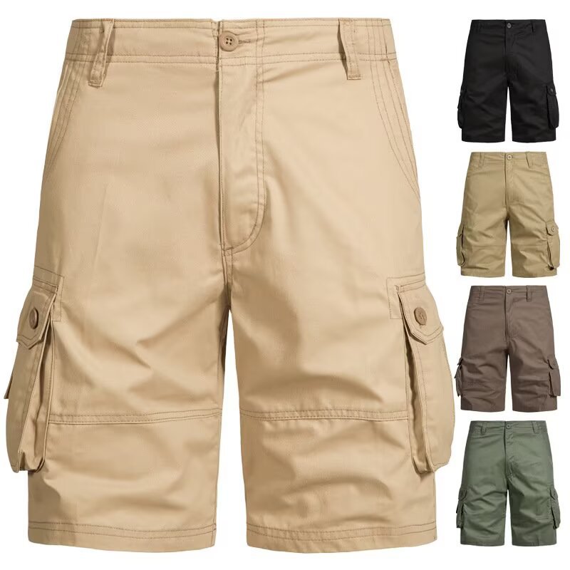 2025 New Summer Thin Cargo Shorts Men's Trendy American Outdoor Functional Multi-Pocket Straight Five-Point Shorts