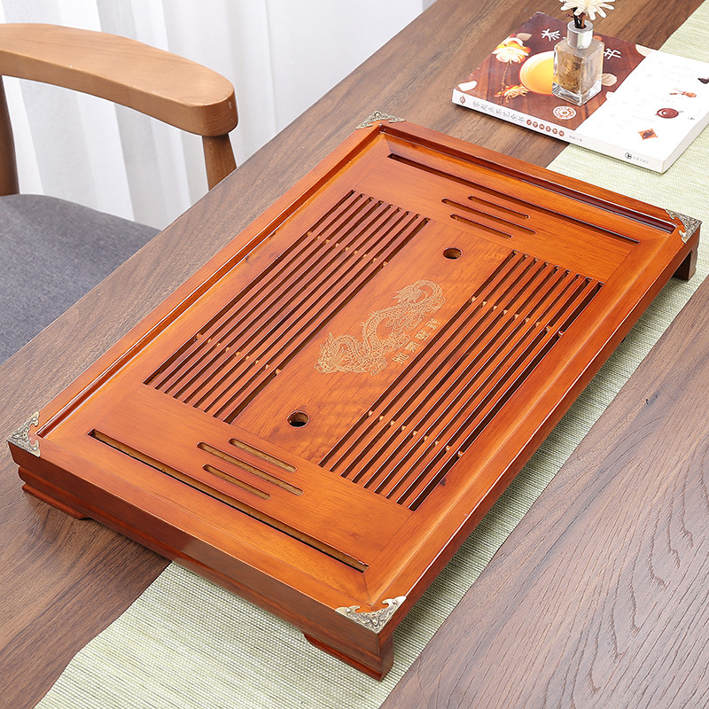 和气致祥实木茶盘中号抽屉式排水功夫茶具托盘接水盘批发茶台