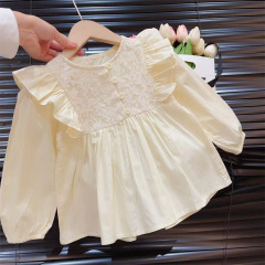 Baby Girls' Fall Shirt Korean Style Versatile Blouse Doll Shirt Stylish Long Sleeve Top 22038