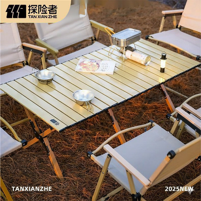 Explorer Camping Table and Chair Outdoor Folding Egg Roll Table Picnic Portable Chair Table Integrated Picnic Full Set of Equipment