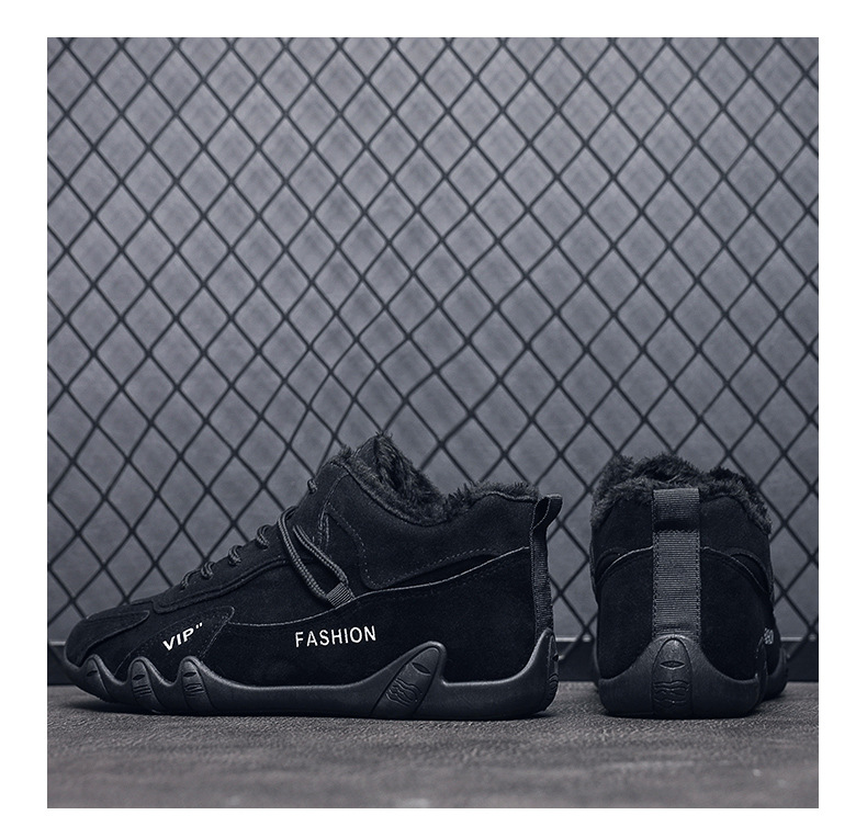 Five Finger Cotton Shoes Winter Velvet Anti Slip Men S Mid Cut Youth Casual Warm Boots Trendy Short_voghion.com