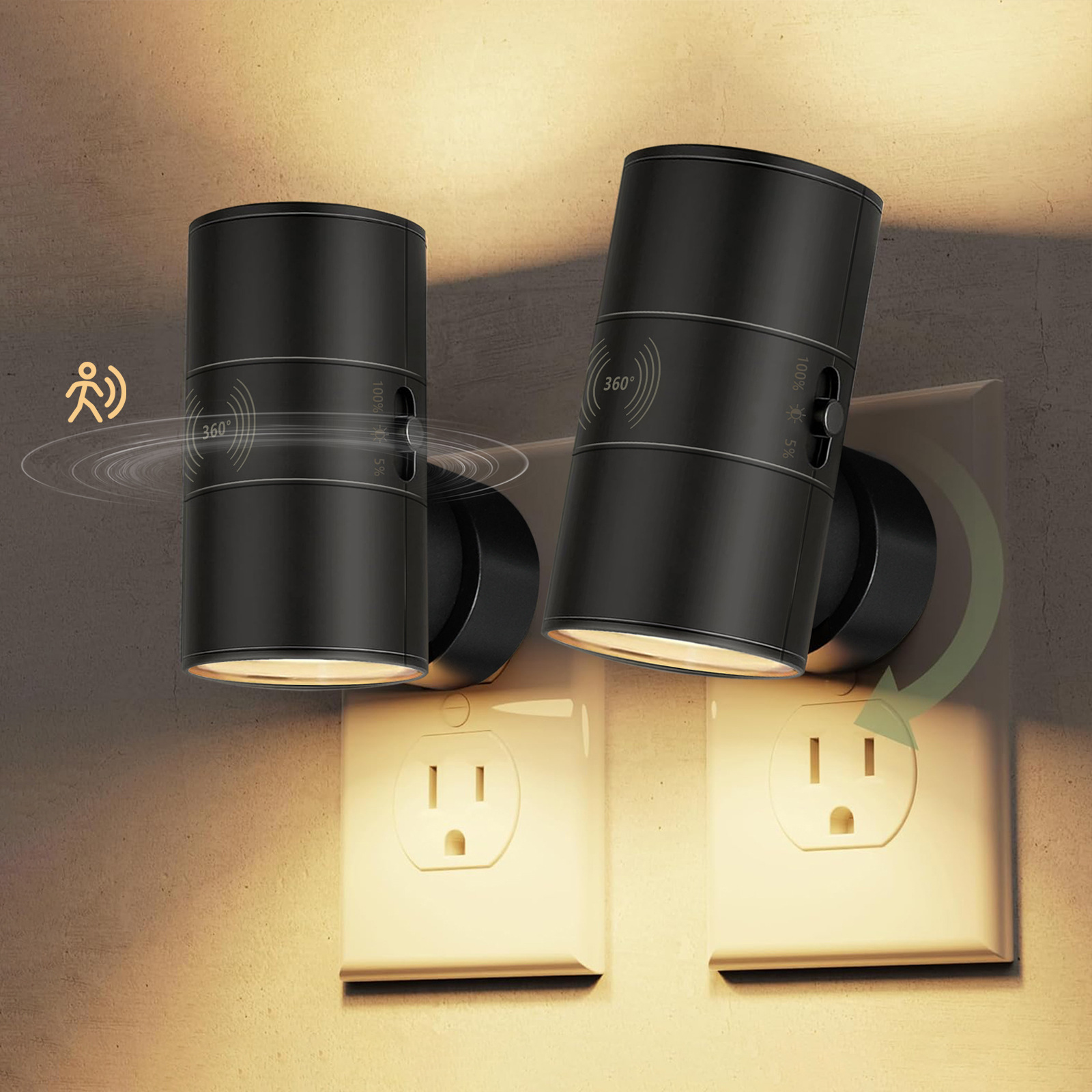 Amazon LED lámpara de pared enchufable luz nocturna detección de movimiento inducción de luz caliente 3000K iluminación de dormitorio luz de atmósfera image 1