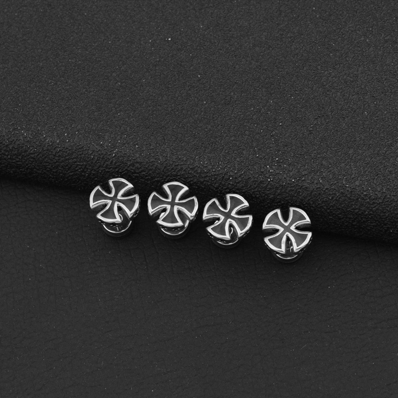 Japanese And Korean Trend Titanium Steel Cross Oil Drop Unisex Stud Earrings Unique Fashion Niche Light Luxury Ear Clips_voghion.com