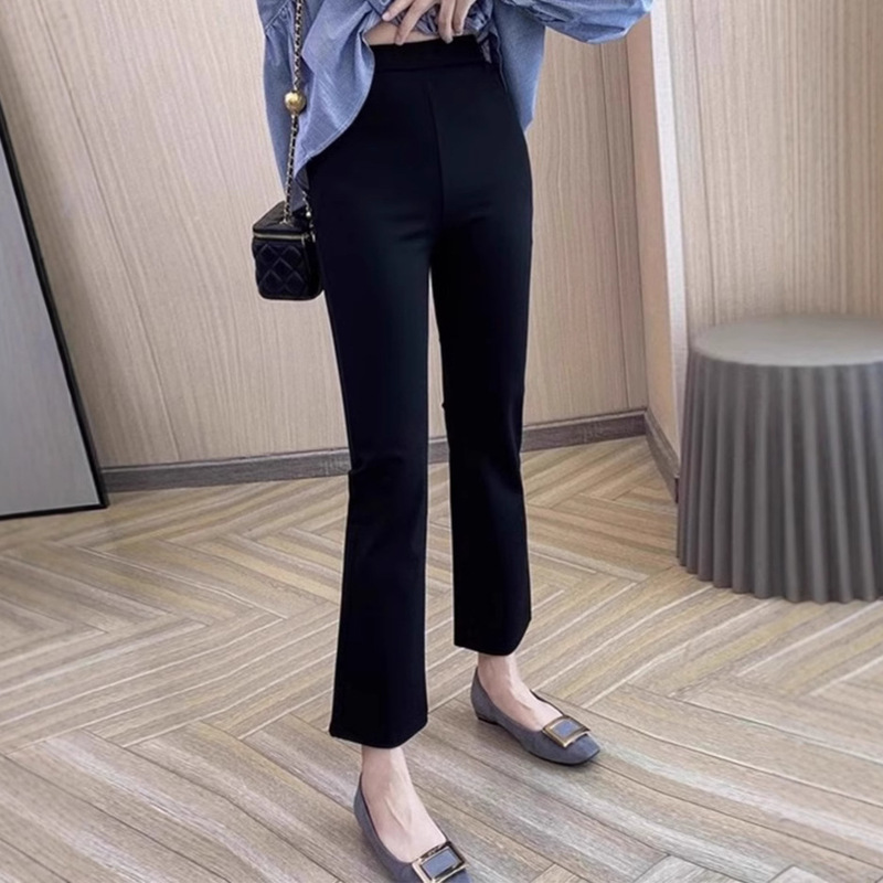 Casual Flared Pants Women's Summer Thin Elastic Slimming Leggings High Waist Stretch Small Black Pants
