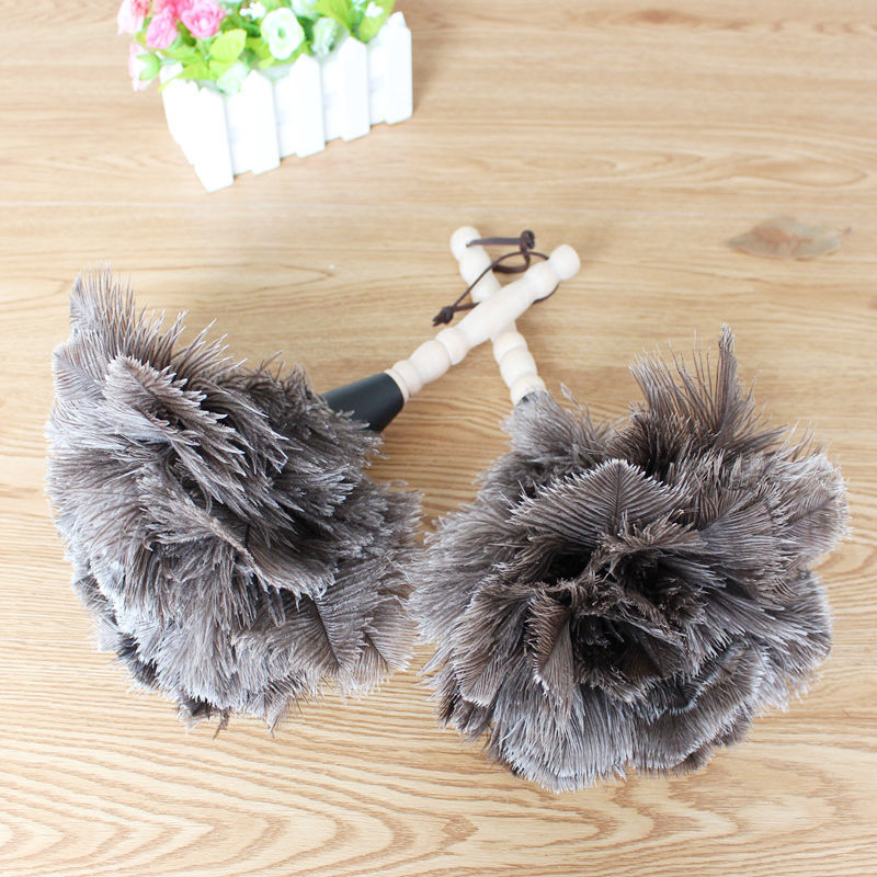 Pluma de avestruz plumero eliminación de polvo sin pelusa limpieza del hogar coche limpieza estática pelo gris cepillo artefacto plumero de pollo