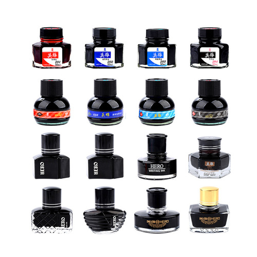 Hero ink pigment type non-carbon non-clogging pen large capacity red pure blue black 204 black fountain pen ink