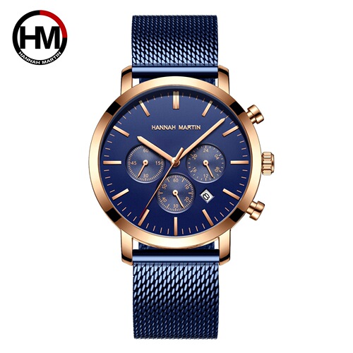 Multifunctional Business Casual Calendar Quartz Watch Men's Pure Gold Braided Chain Business Casual Waterproof Watch