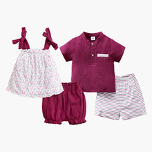 婴儿童套装衣服棉夏季韩版短袖短裤两件套跨境宝宝外出服一件代发