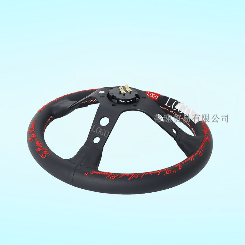 Factory Direct Sale Car Modified Steering Wheel 13 Inch 320mm Embroidered Lettering Aluminum Alloy Deep Concave Large Concave Steering Wheel Universal