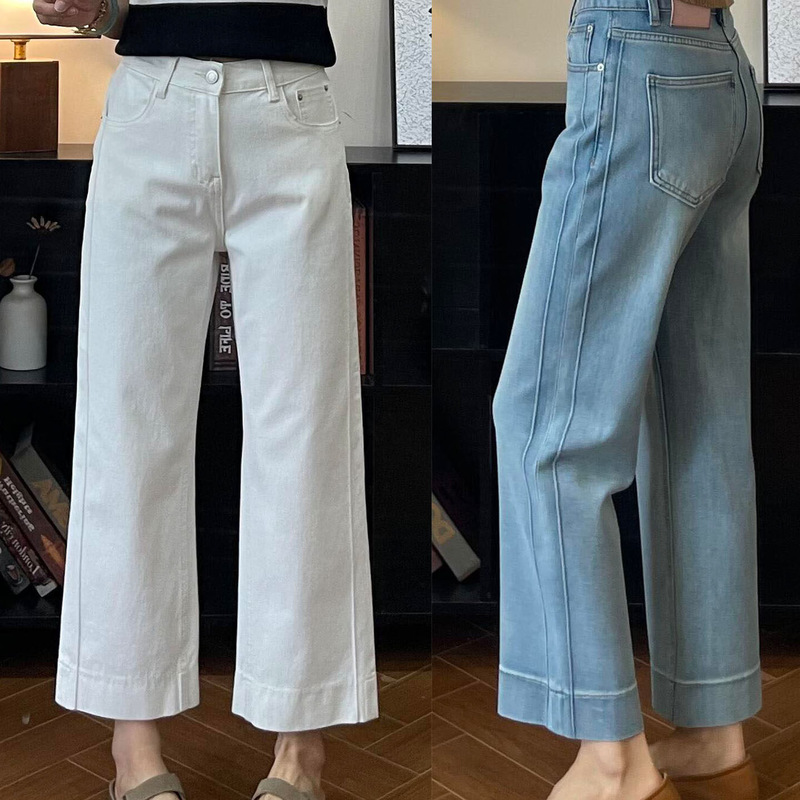 2026 Summer Style White Straight-Leg Jeans for Women, Plus Size, Pear-Shaped Body, High-Waisted, Stretchy, Cropped Wide-Leg Pants 2026 Summer Style White Straight-Leg Jeans for Women, Plus Size, Pear-Shaped Body, High-Waisted, Stretchy, Cropped Wide-Leg Pants