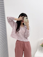 徐易易 短款针织衫上衣慵懒宽松显瘦打底衫女系带羊毛混纺毛衣春