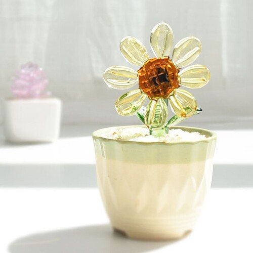 Zibo glass art piece Baoshan succulent bean sprout pot plant cactus bellflower artificial plant crystal glass creative