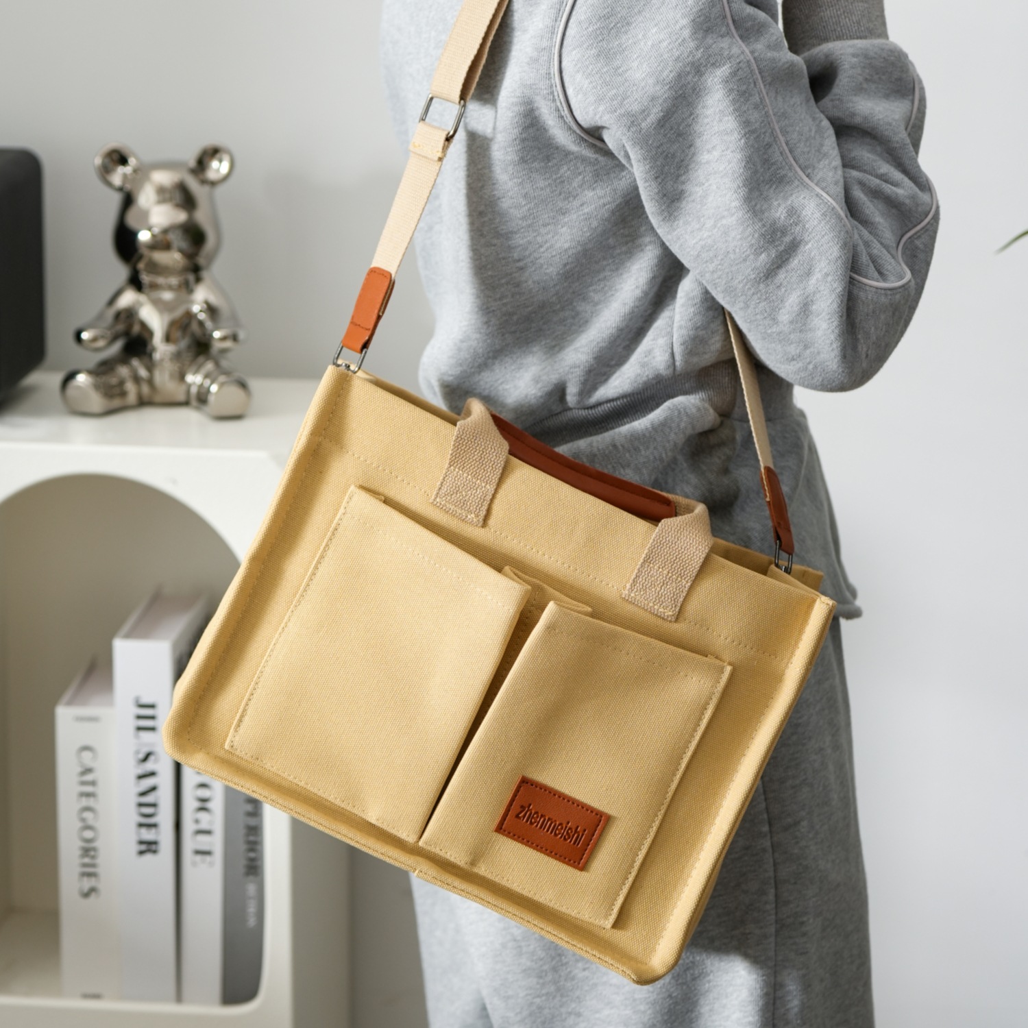 Bolsa de viaje al trabajo, bolso de hombro, bolso de archivo A4, maletín simple, bolso de lona casual, bolso de mano de gran capacidad