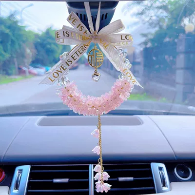 Car hanging Orchid Car Rearview Mirror Hanging - pink-smooth-sailing-66-lily-of-the-valley-flowers