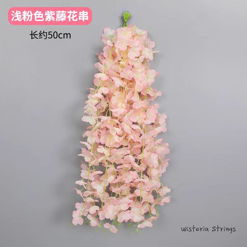 라이트 핑크 암호화된 등나무 꽃 끈