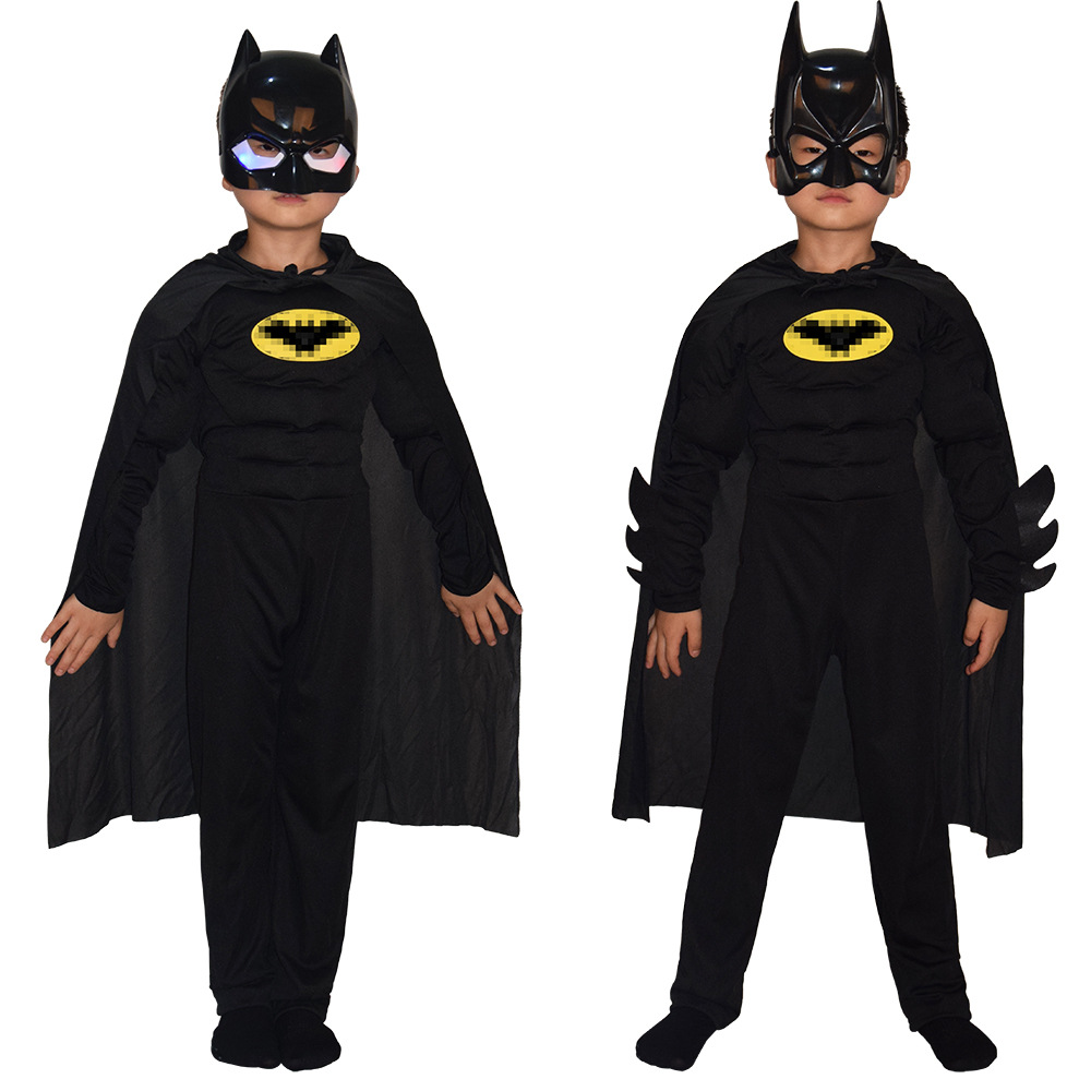 萬聖節兒童舞台表演英雄聯盟角色扮演cosplay肌肉蝙蝠俠服裝面具