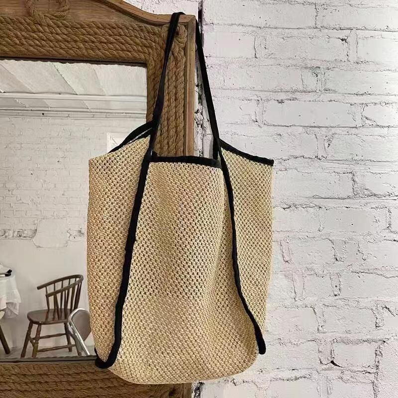 广州工厂供应复古文艺风编织包 女士旅行户外手工编织手提袋