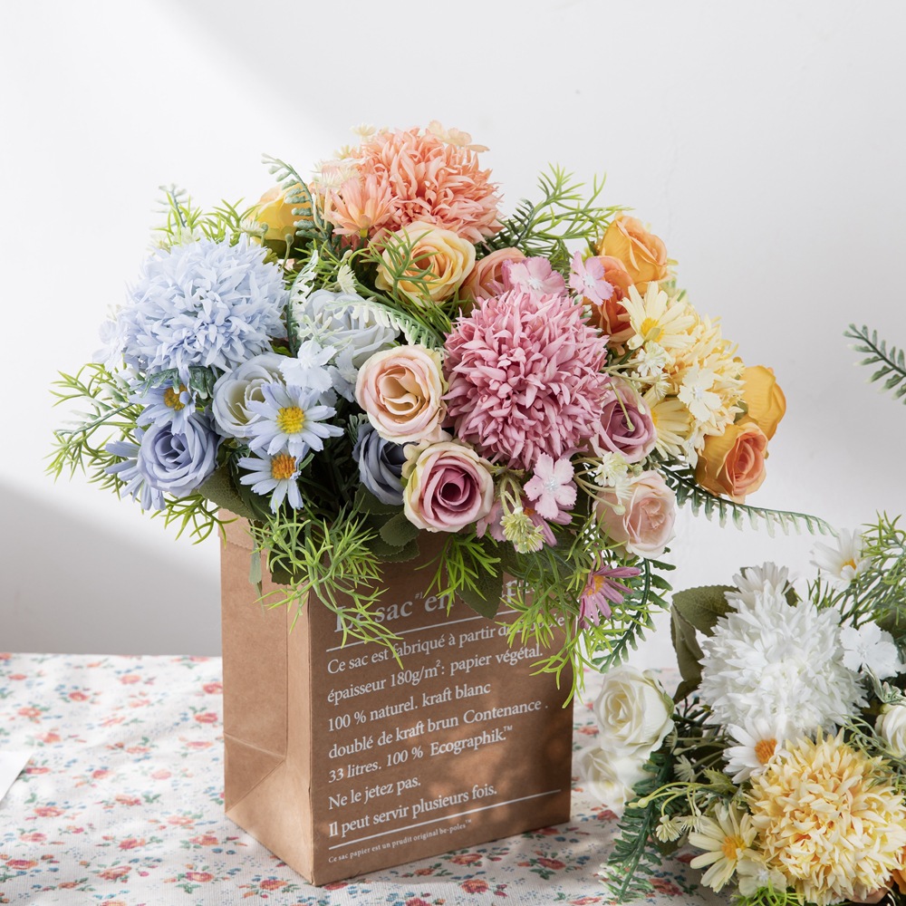 INS style dandelion bouquet artificial flower manufacturer fake flowers and green plants wholesale wedding decoration crafts MW66795