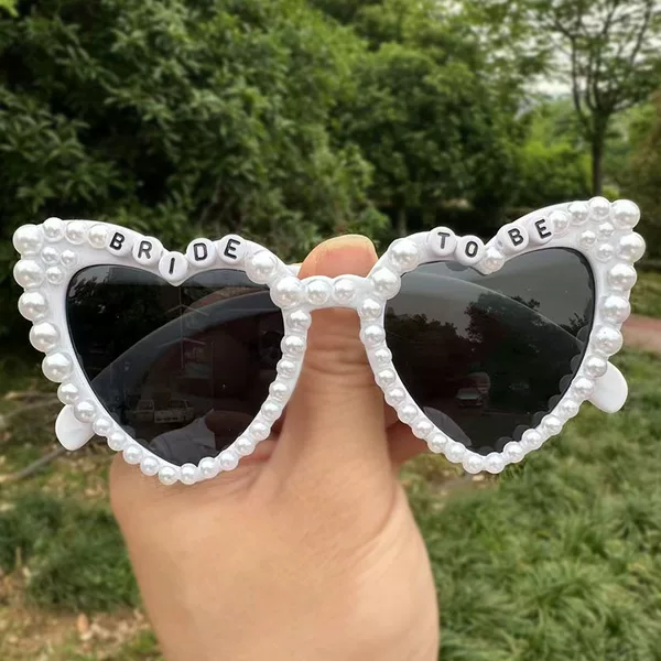Cross Border Amazon Bride Bridal Party Sunglasses JUST MARRIED Letter Pearl Love Glasses