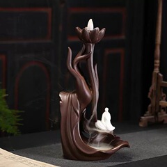 紫砂逆流香炉工芸品、創造的な置物、白檀と沈香の逆流香台、室内装飾、中国風文化置物