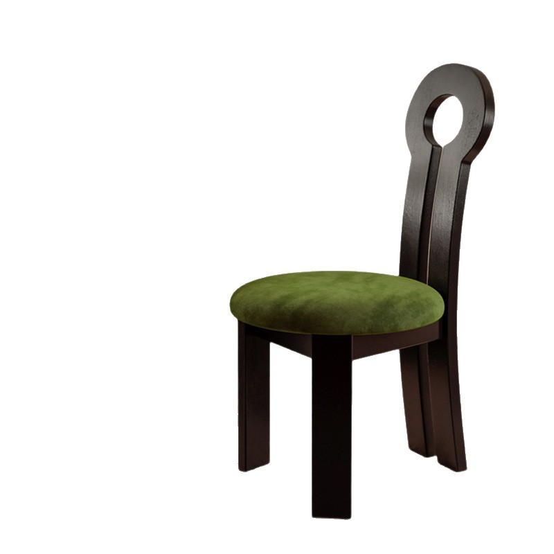 Silla de comedor de estilo medio, mesa y silla de comedor de madera maciza, silla de llaves de sirena de comida retro francesa para el hogar, silla de respaldo de diseño